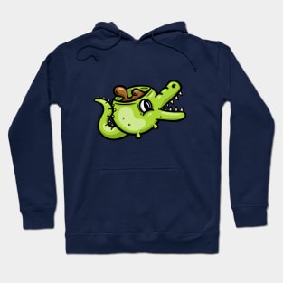 Crocodile alligator Coffee Cup Cartoon Illustration Hoodie